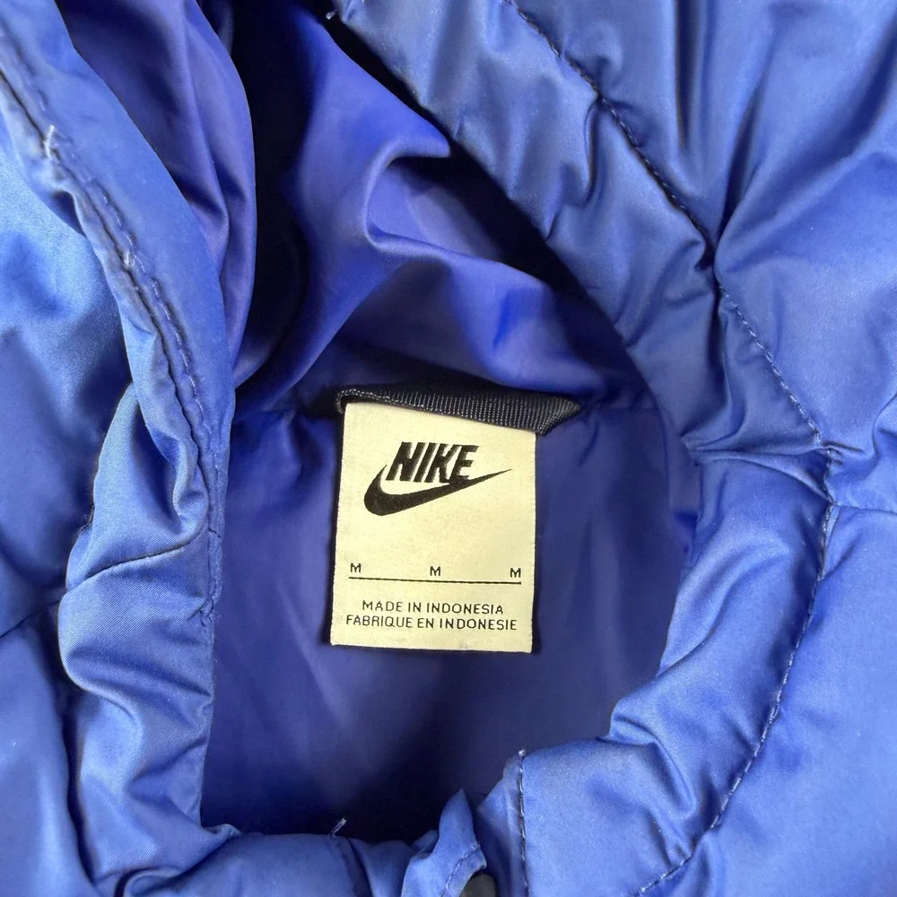 Nike Puffer Jacket Boys Medium Blue Red FC Barcelona Hooded DM0612-455 Soccer